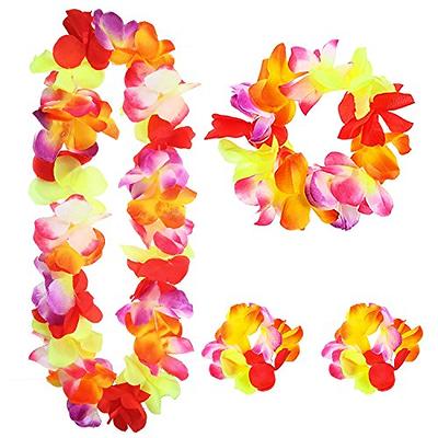 Cheap 8pcs/set Hawaiian Luau Hula Grass Skirt with Large Flower Costume Set  for Dance Performance Party Decorations Favors Supplies