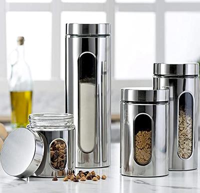 3pc Canister Sets for Kitchen Counter + Labels & Marker - Glass Cookie Jars  with Airtight Lids - Food Storage Containers with Lids Airtight for Pantry