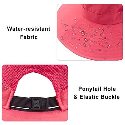 Kids UV Sun Hat with Ponytail Hole Bucket Cap for Boys Girls