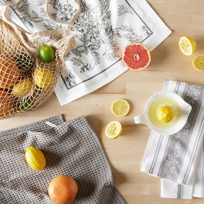 MARTHA STEWART Lots Of Lemons White/Yellow Lemons Cotton Kitchen