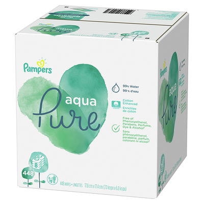 Pampers Aqua Pure Sensitive Baby Wipes, 99% Water, Hypoallergenic,  Unscented, 12 Flip-Top Packs (672 Wipes Total)