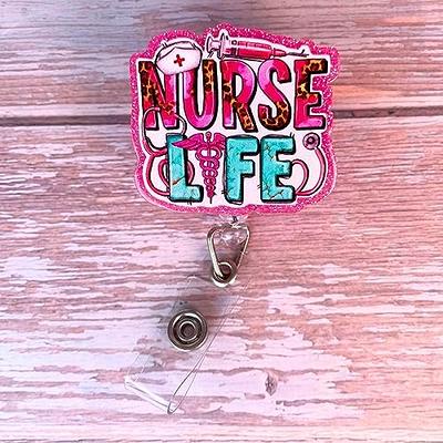 Nurse Badge Reel-Glitter Badge Reel-Medical Badge  Reel-Nurses-Medical-Hospital-Cute Badge Reel-Glitter-Pink Glitter-Womans  Accessories