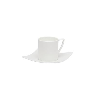 Over and Back 13.8 oz. Gray/Cream Stoneware Cup and Saucer (Set of