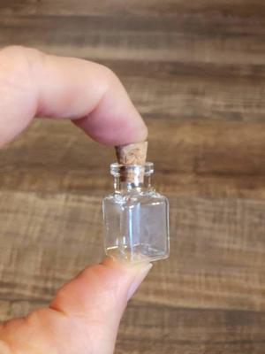 Round Glass Bottles With Cork Stoppers, Set of 2, Holds 7 Ounces 