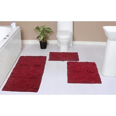 Home Weavers Inc Modesto Collection Pink Cotton 2 Piece Bath Rug Set