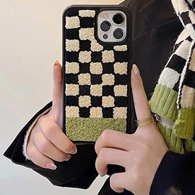 Black Checkered Phone Case Trendy Checkerboard Print Cover for 