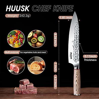 Huusk Japan Knife 8-inch Chef Knife Professional Hand Forged Kitchen Knife  High Carbon Steel Sharp Japanese Gyutou Chef Knives for Meat Vegetables -  Wood Handle with Gift Box - Yahoo Shopping