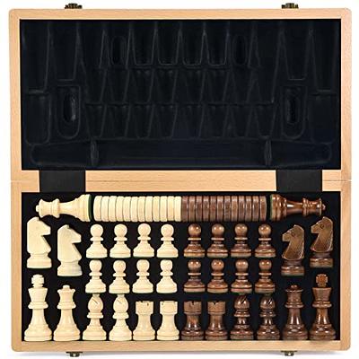 ASNEY Wooden Chess Pieces, Tournament Staunton Wood Chessmen Pieces Only,  3.15” King Figures Chess Game Pawns Figurine Pieces, Includes Storage Bag