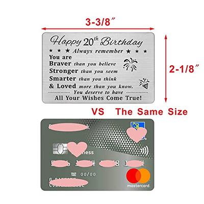 Qordyum 20th Birthday Card Gifts for Boy Girl Happy 20 Year Old Girl Boy  Gift Ideas Engraved Wallet Card Birthday Gifts for 20 Year Old Girl Boy