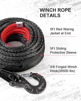 VEVOR Galvanized Steel Winch Cable 3/8 Inch x 100 Feet 15,200 lbs Breaking Strength Wire Winch Rope with Swivel Hook Towing Cable Heavy Duty