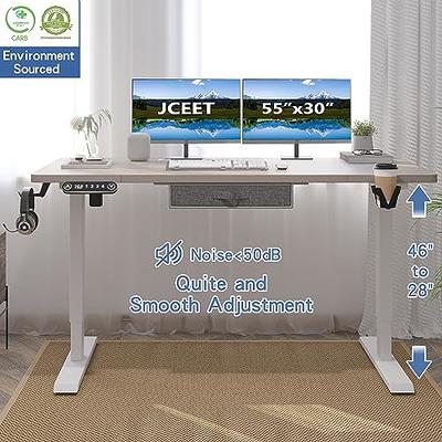 Jceet 63x30 Inches Dual Motor Electric Standing Desk with Drawer,  Adjustable Height Sit Stand Up Desk with Storage Shelf, Home Office Desk  Computer Workstation with Dark Walnut Top/Black Frame - Yahoo Shopping