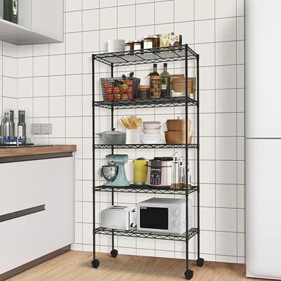 YRLLENSDAN Wire Shelving with Wheels, Adjustable Steel Storage Rack 6-tier  Shelf Rack Wire Shelving Unit Storage Metal Shelving Heavy Duty Shelves for