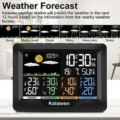 Geevon Weather Station Wireless Indoor Outdoor Thermometer, Color Display  Weather Thermometer, Digital Temperature Gauge with Barometer, Calendar,  USB