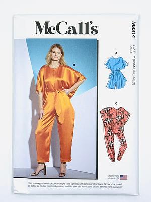 McCall's Sewing Pattern M8261 - Misses' Romper, Jumpsuit, Robe with Sash,  Size: Y (XS-S-M) 