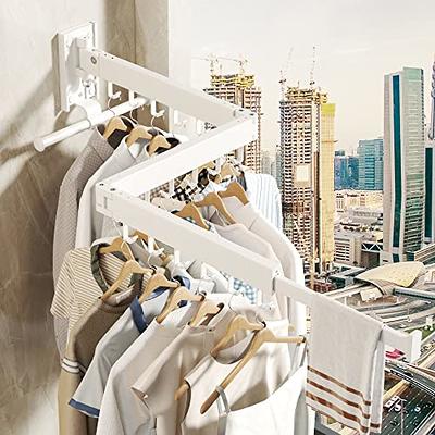 Wall Mounted Clothes Hanger Rack, Retractable Clothes Drying Rack