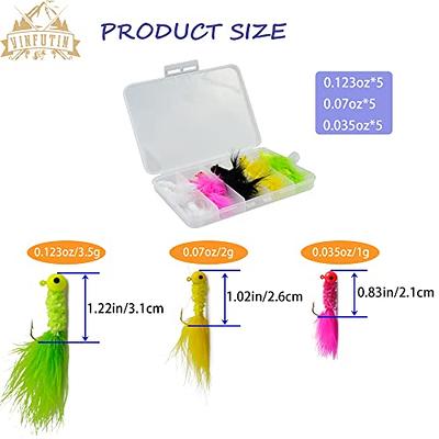 15pcs/Box Fishing Crappie Jig Marabou Feather Jig Head Hooks