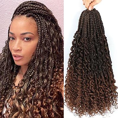  Goddess Box Braids Crochet Hair for Woman 12 Inch 7 Packs  Short Pre-looped Crochet Box Braids Curly Ends Bohemian Hippie Braids  Synthetic Braiding Hair Extension (1B) : Beauty & Personal Care