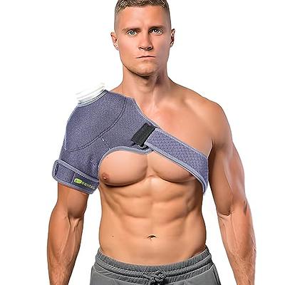 Adjustable Shoulder Brace Support - For Men Women Rotator Cuff Dislocated  Joints, Labrum Tear, Frozen Arm, Bursitis, Muscle Pain Relief, Fits Both  Right or Left, Black, One Size : : Health 
