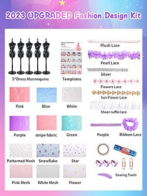 500+Pcs Fashion Designer Kits for Girls Age 8-12 with 5 Mannequins