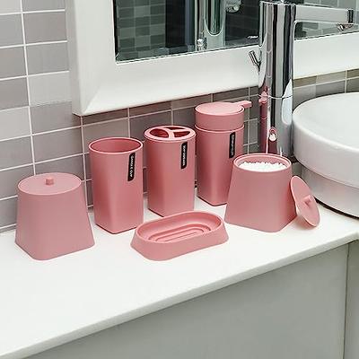 iMucci 9Pcs Pink Bathroom Accessories Set - with Trash Can,Toilet