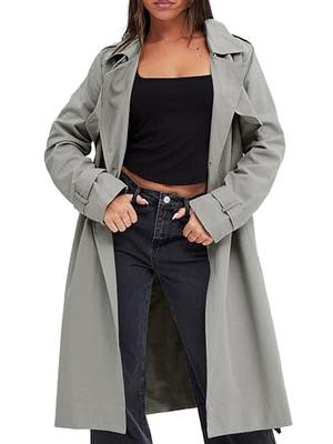 CREATMO US Women's Double-Breasted Trench Coat