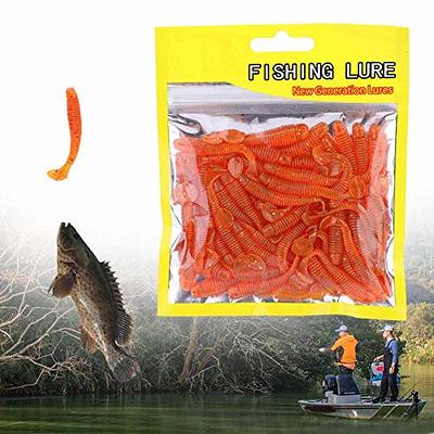 Fishing Lures, 50PCS 5cm Soft Plastic Fishing Lures T-Tail Grub Worm Baits  Fish Tackle Accessory(White)