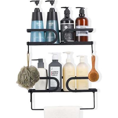 MAXIFFE Shower Caddy, Adhesive Stainless Steel Shower Organizer Shower  Rack, Corner Shower Caddy with 8 hooks, Shower Shelves Storage Bathroom