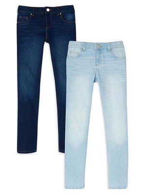 Wonder Nation Girls Kid Tough Pull-On Jegging Jeans, 2-Pack, Sizes