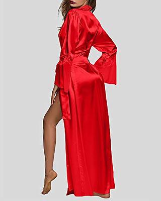 Ekouaer Womens Soft Satin Sleepwear Lingerie 2 Piece Silk Pajamas