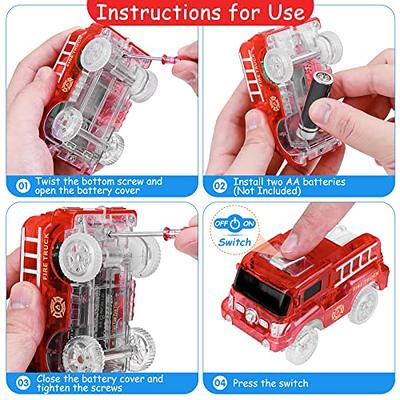 Tracks Cars Replacement only, Toy Cars for Magic Tracks Glow in the Dark,  Racing Car Track Accessories with 5 Flashing LED Lights, Compatible with