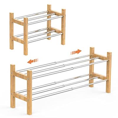 Nroech Expandable Shoe Rack Storage Organizer-Adjustable 2 Tier Wood and Metal  Shoe Shelf Heavy Duty Free Standing Shoe Rack for Closet Bedroom Entryway  (Natural) - Yahoo Shopping