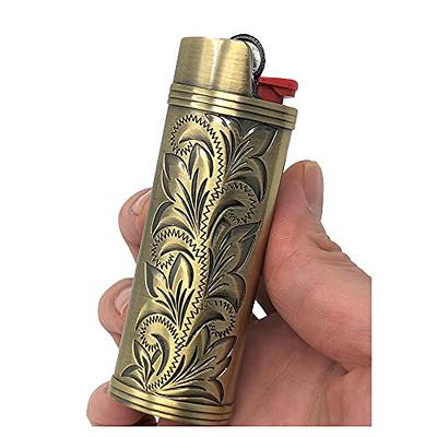 Metal Lighter Case Fits BIC, in Skull Art Design Standard Lighter