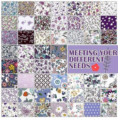 300 Pcs 4 x 4 (10 cm x 10 cm) Precut Cotton Craft Fabric Bundle Squares  Floral Patterns Sewing Quarters Bundle Quilting Fabric DIY Material for