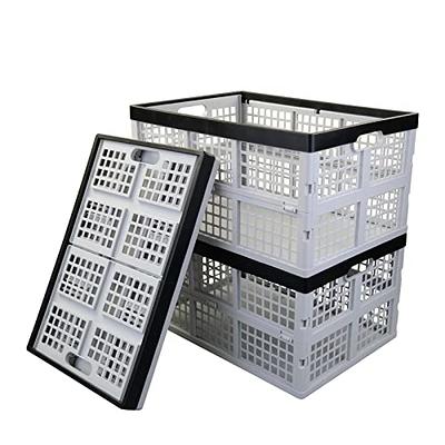 Eslite 16L Plastic Collapsible Storage Crates,Folding Crates Storage,Pack  of 4,Black