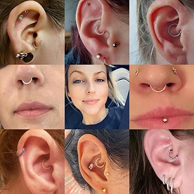 16G Triple Layered Hinge Ring - Segment Hoops - Seamless Clicker for Helix,  Ear Lobe, Nostril and Septum - Black, Gold, Rose Gold and Silver -  Walmart.com