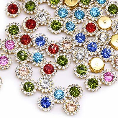 100pcs 14mm Crystal Sunflower Shape Rhinestone Buttons Sew On Rhinestone  Flatback Rhinestone Gold Base With Setting Claw