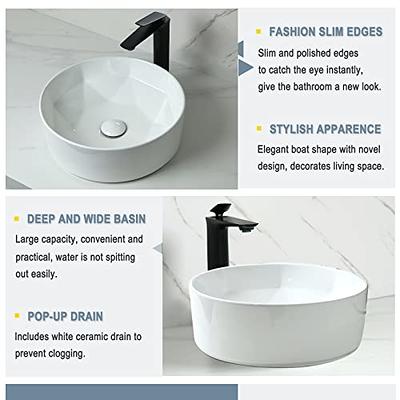 Bathroom Black Ceramic Vessel Sink Round Basin Bowl Combo Mixer Faucet  Drain Set