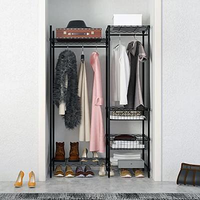 Heavy Duty Clothes Rack Closet Organizer Open Wardrobe with 6 Storage  Shelves