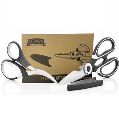 Japanese Kitchen Scissors All Purpose, Black Titanium Plated Heavy