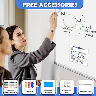 WALGLASS Magnetic White Board 36 x 24 Dry Erase White Board for Wall,  Hanging Whiteboard with Silver Aluminium Frame for Home, School, Office