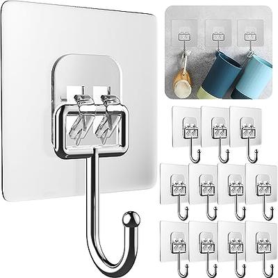 12Packs Adhesive Wall Hooks Heavy Duty Wall Hangers Without Nails Seamless  Scratch Hooks for Hanging Bathroom Kitchen Office