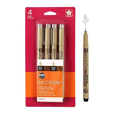  SAKURA Pigma Micron Fineliner Pens - Archival Black and Colored  Ink Pens - Pens for Writing, Drawing, or Journaling - Black and Assorted  Colored Ink - 05 Point Size - 6 Pack