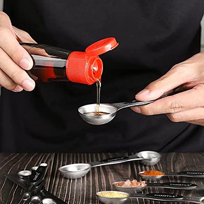 Magnetic Measuring Spoons Set - Stainless Steel Stackable Dual Sided  Teaspoon Tablespoon for Measuring Dry and Liquid Ingredients, Measuring  Spoons