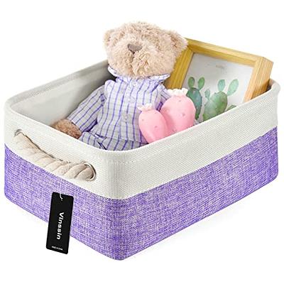 Small Canvas Storage Bins Mini Cute Foldable Fabric Storage Basket Box for Kids Toys Storage Baskets Home Decor Toy Organizer Hamper for Baby,Kids