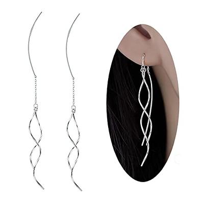 Sterling Silver Threader Earrings with Twisted Teardrop Spirals