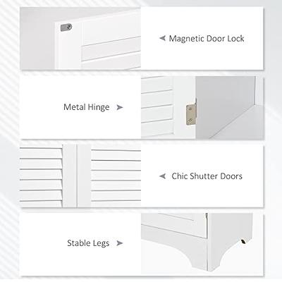 HOMCOM Tall Narrow Bathroom Storage Cabinet with Doors and Shelf  Adjustability, Freestanding Bathroom Linen Cabinet, Bathroom Floor Cabinet,  White