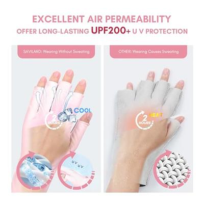 Saviland UV Gloves for Nails, 2 Pairs Lace UPF60+ UV Protection Gloves for  Gel Manicure, Fingerless UV Light Gloves for Gel Nail Lamp Anti UV Gloves