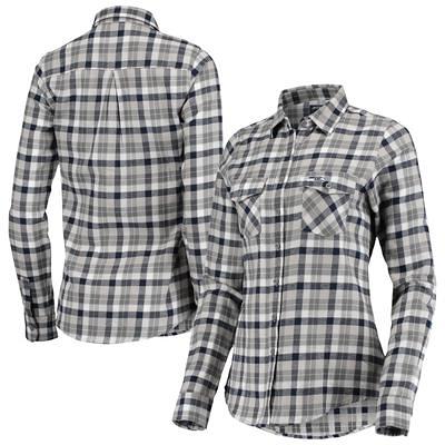 Men's Antigua Navy/Gray Chicago Bears Ease Flannel Long Sleeve Button-Up  Shirt