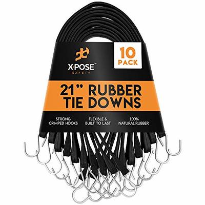 Rubber Bungee Cords with Hooks 10 Pack 21 Inch (32” Max Stretch) Heavy-Duty  Black Tie Down Straps for Outdoor, Tarp Covers, Canvas Canopies,  Motorcycle, and Cargo - by Xpose Safety - Yahoo Shopping