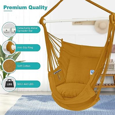 Outerman Hammock Chair, Hanging Chair with 3 Cushions and Foot Rest  Support, Durable Metal Spreader Bar Max 500Lbs, Swing Chair for Bedroom,  Indoor & Outdoor, Patio, Porch or Tree（Khaki） - Yahoo Shopping